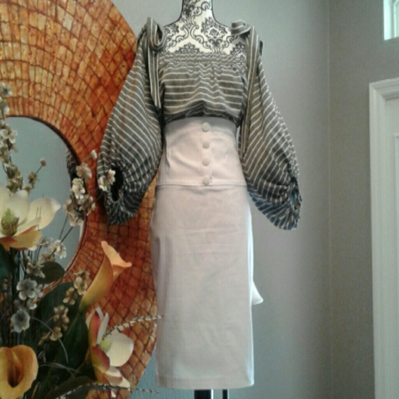 paper heart top & imagenation skirt Tops - Sold as a set pencil skirt and pinstripe top